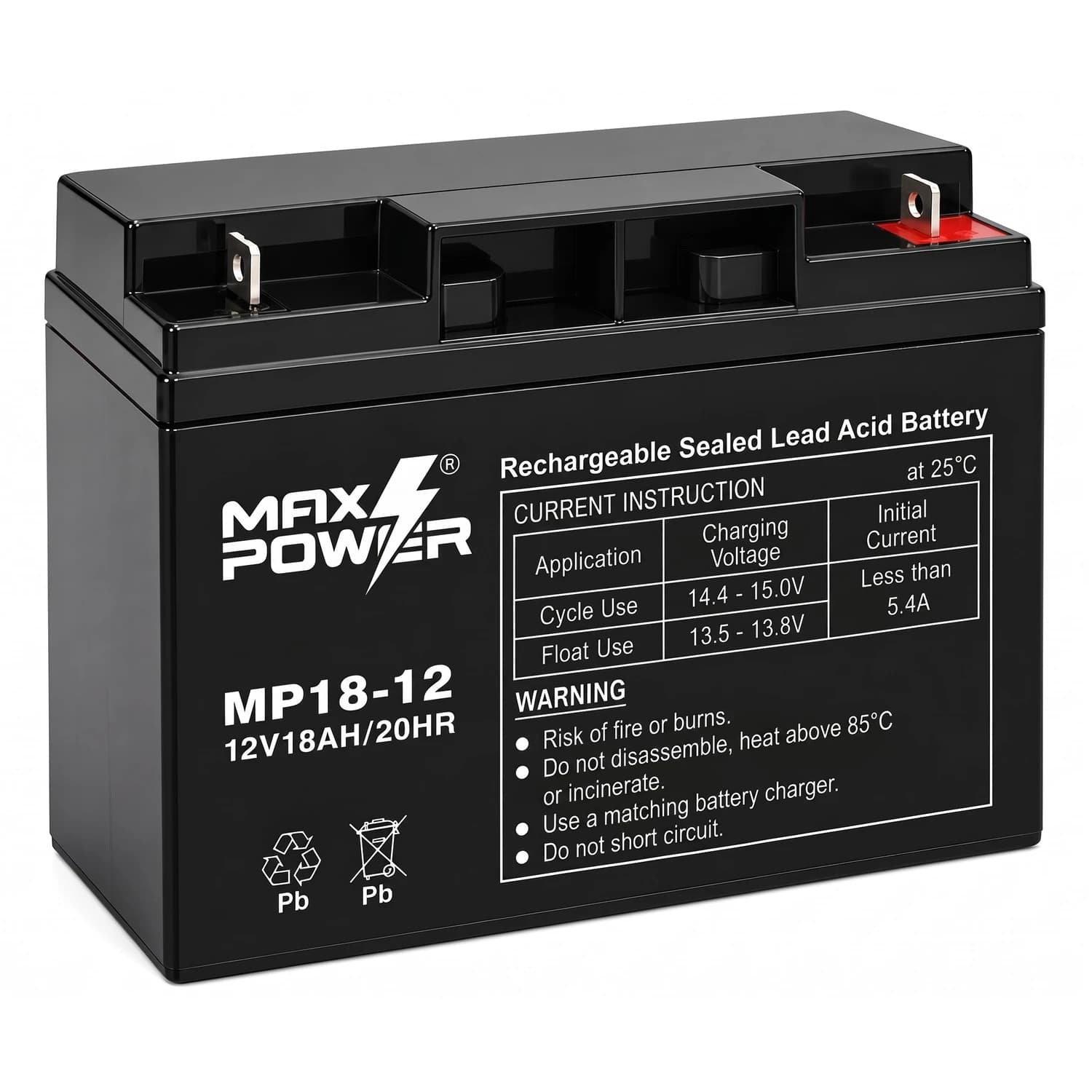 Batería AGM 12V 18Ah MP18-12 Maxpower