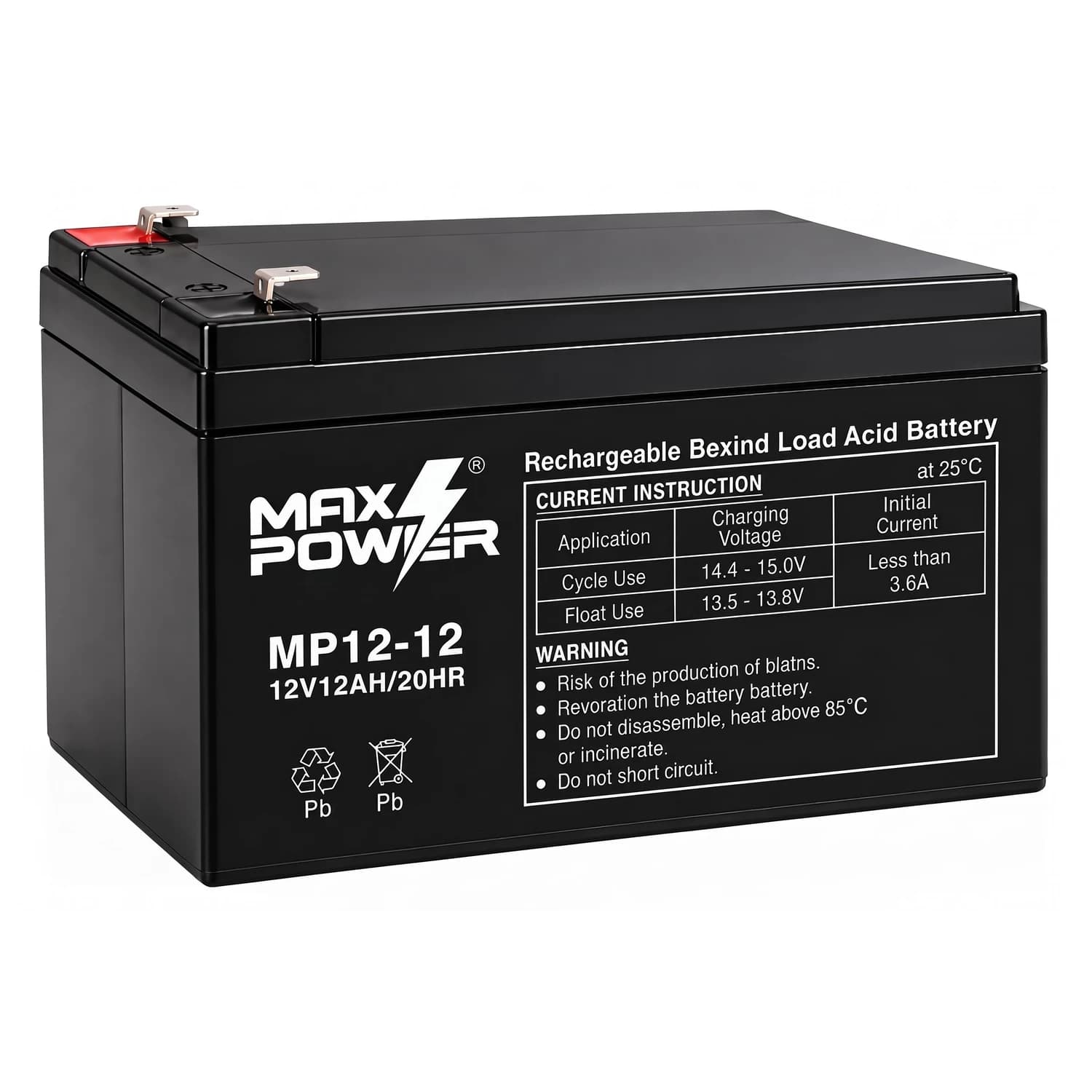 Batería AGM 12V 12Ah MP12-12 Maxpower