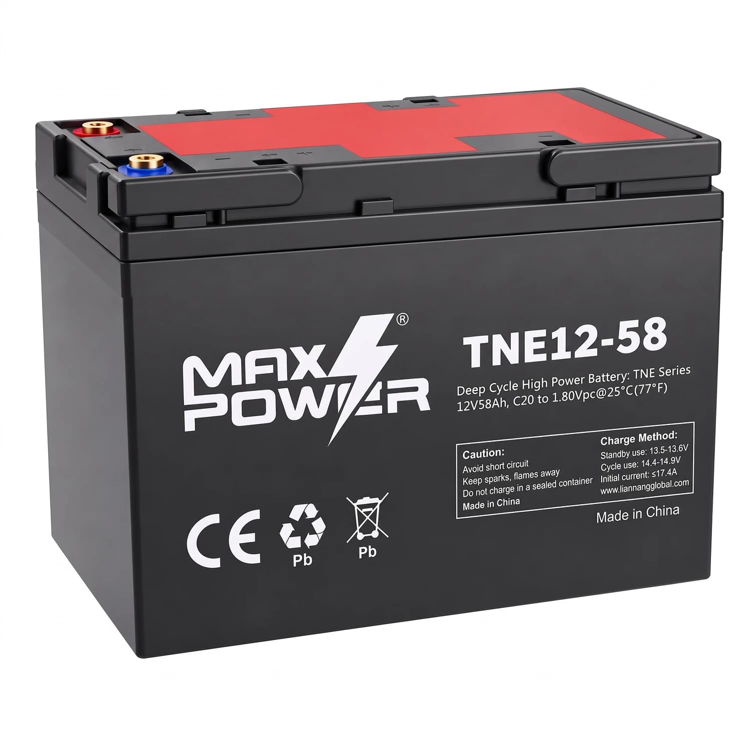 Batería de gel 12V 58Ah para vehiculos eléctricos TNE12-58 Maxpower