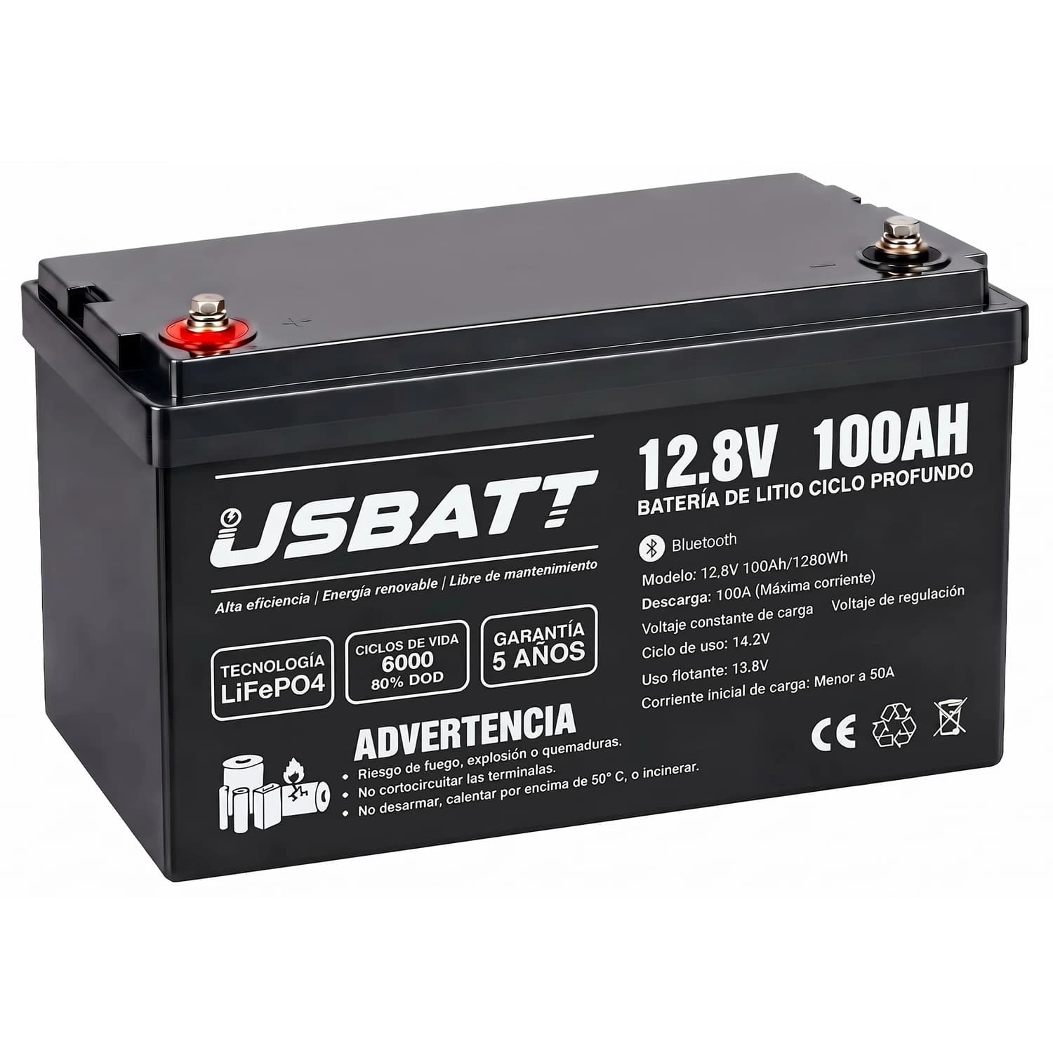 Batería de litio 12.8V 100Ah USBL128100 Bluetooth Usbatt
