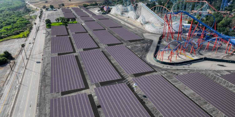Six Flags Magic Mountain officially begins construction on massive solar carport project