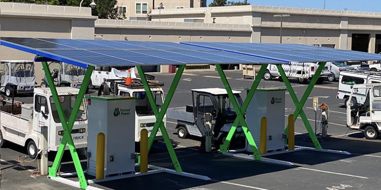 California university installs Paired Power solar EV chargers for electric maintenance vehicles