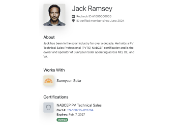 Recheck launches certified solar sales rep credential program
